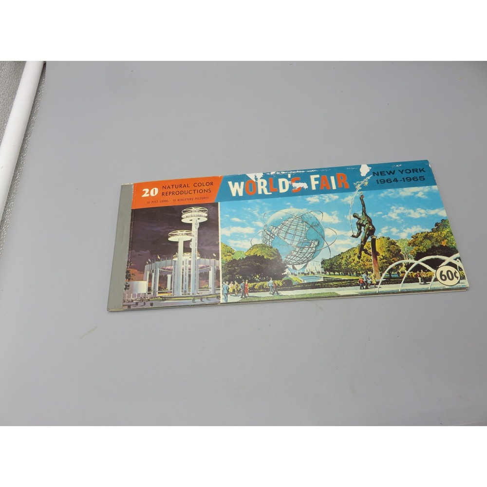 Vintage 1964-1965 New York Worlds Fair Postcard Book 20 Color Reproductions